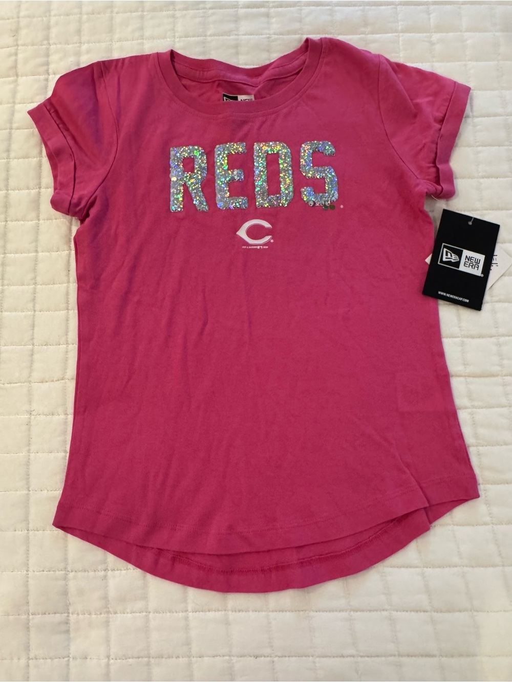 New Era Girls Pink Reds Sequin Logo Tee